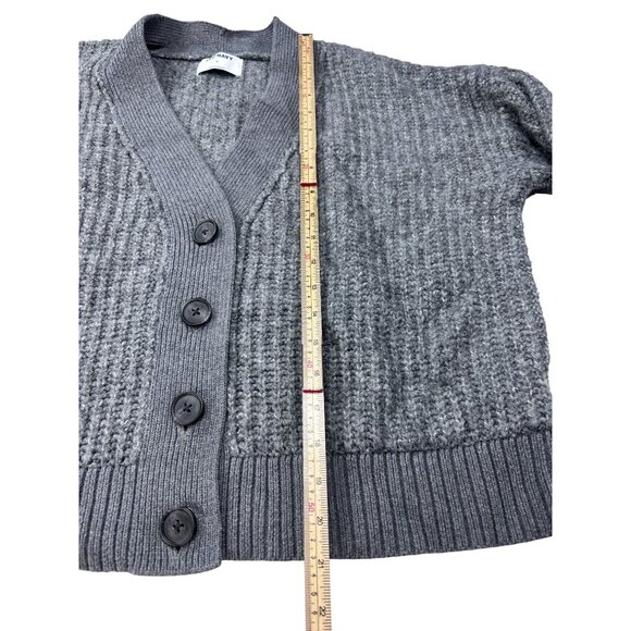 Old Navy M Gray Textured Knit Button-Up Cardigan Sweater Acrylic/Polyester Blend - Picture 7 of 11